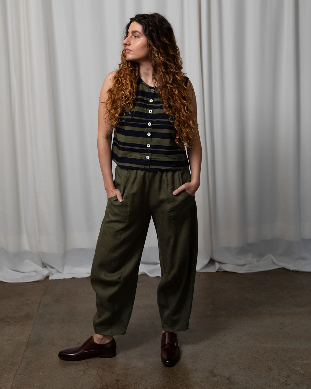 Ria Water Colour Stripe Cotton Vest