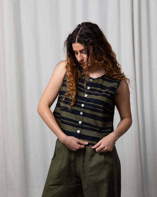 Ria Water Colour Stripe Cotton Vest