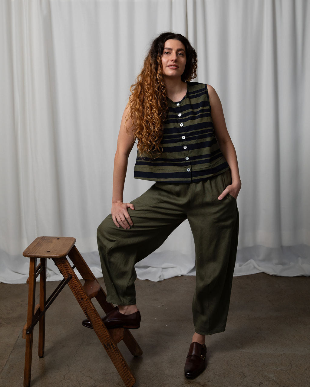 Ria Water Colour Stripe Cotton Vest