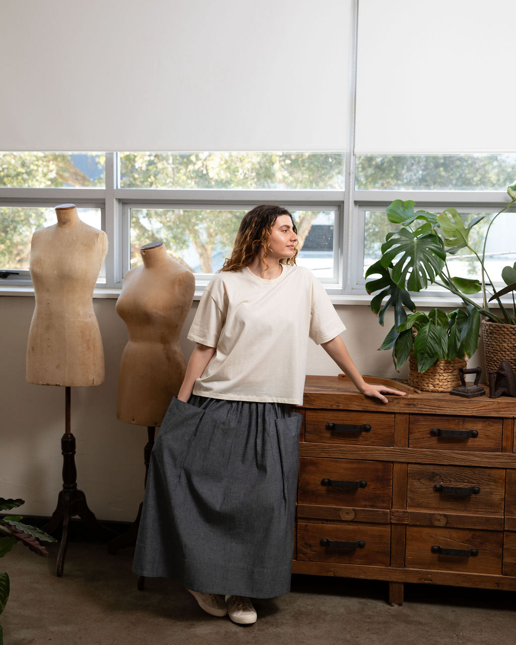 Dessa Japanese Cotton Chambray Skirt