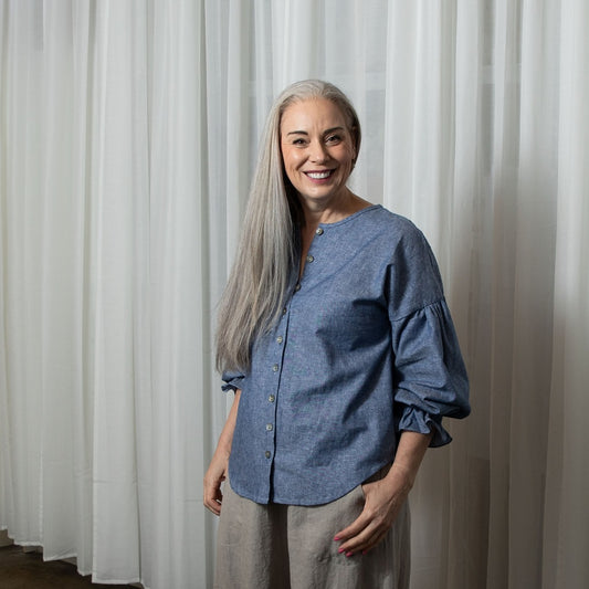 Celine Denim Chambray Blouse