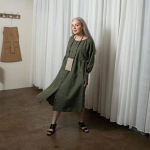 Layla Khaki Organic Cotton Dress