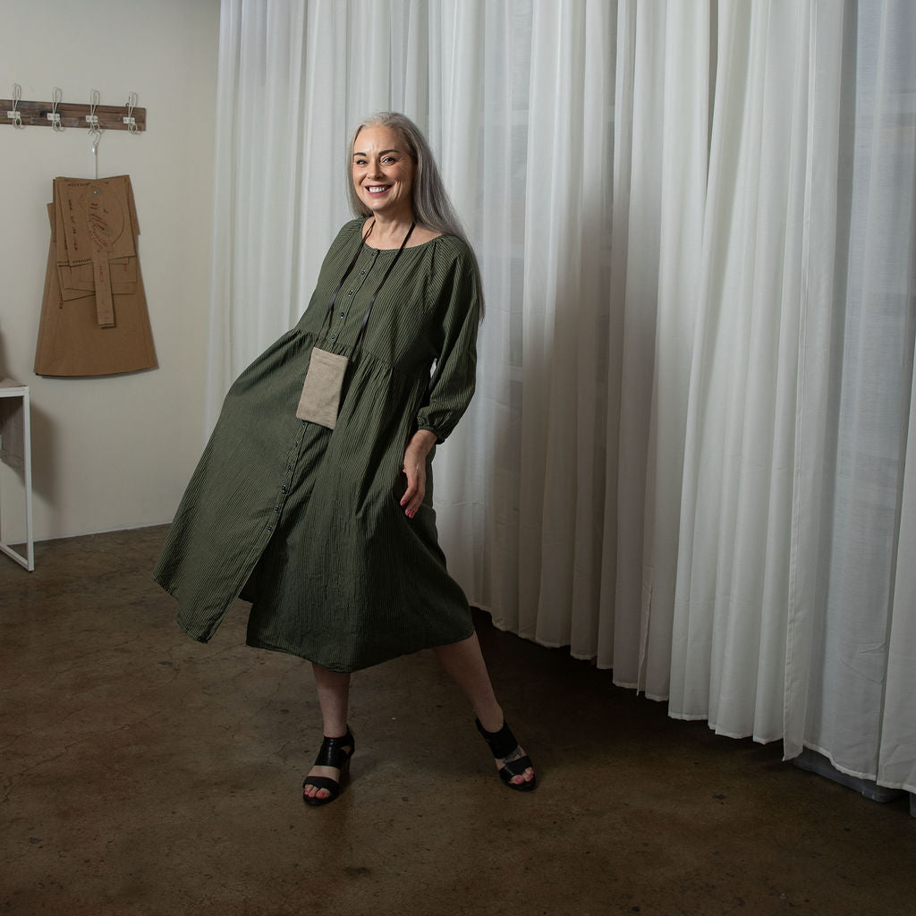 Layla Khaki Organic Cotton Dress