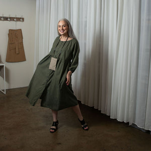 Layla Khaki Organic Cotton Dress