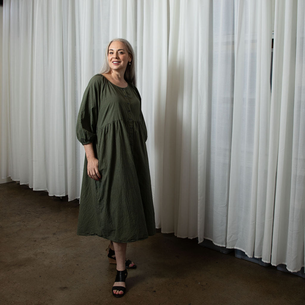 Layla Khaki Organic Cotton Dress