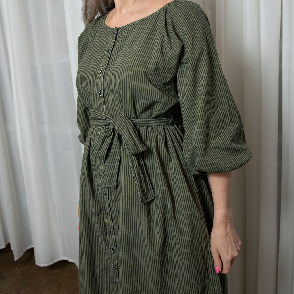 Layla Khaki Organic Cotton Dress