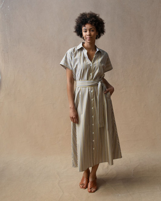 Rumi Sunshine Stripe Cotton Shirtdress