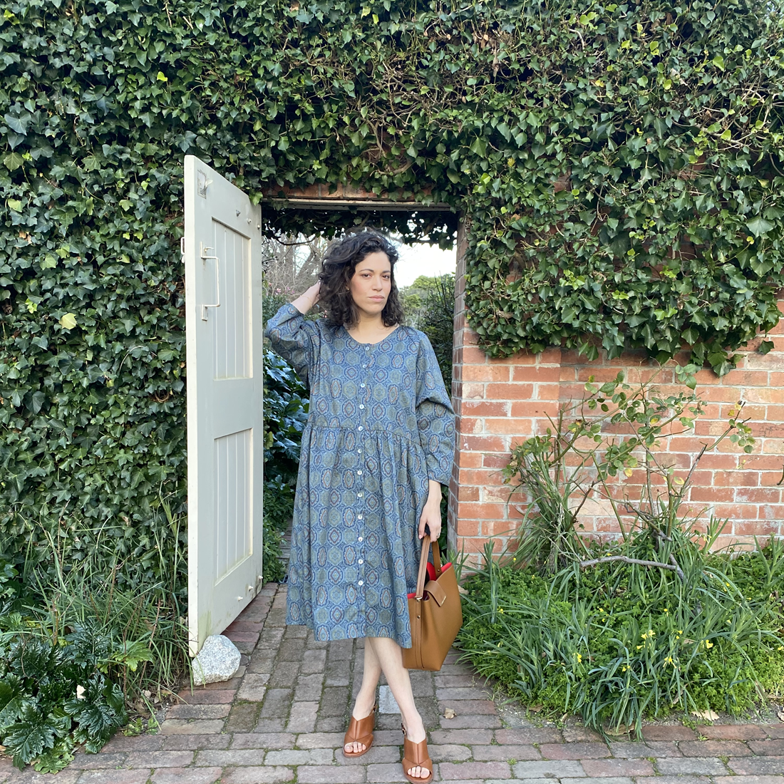 Dahlia Paisley Print Cotton Coat Dress