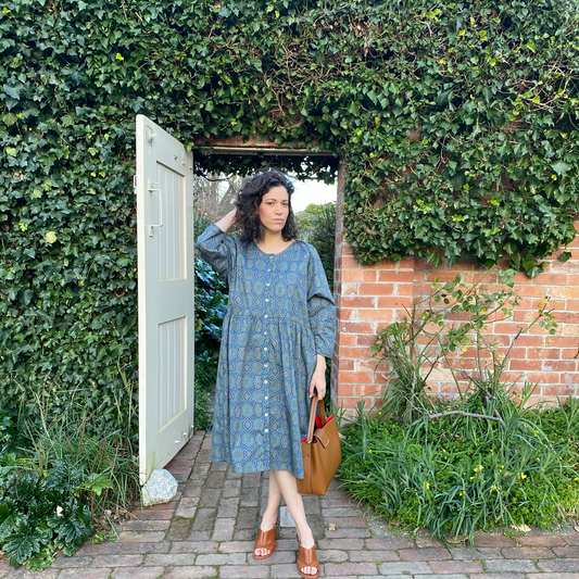 Dahlia Paisley Print Cotton Coat Dress
