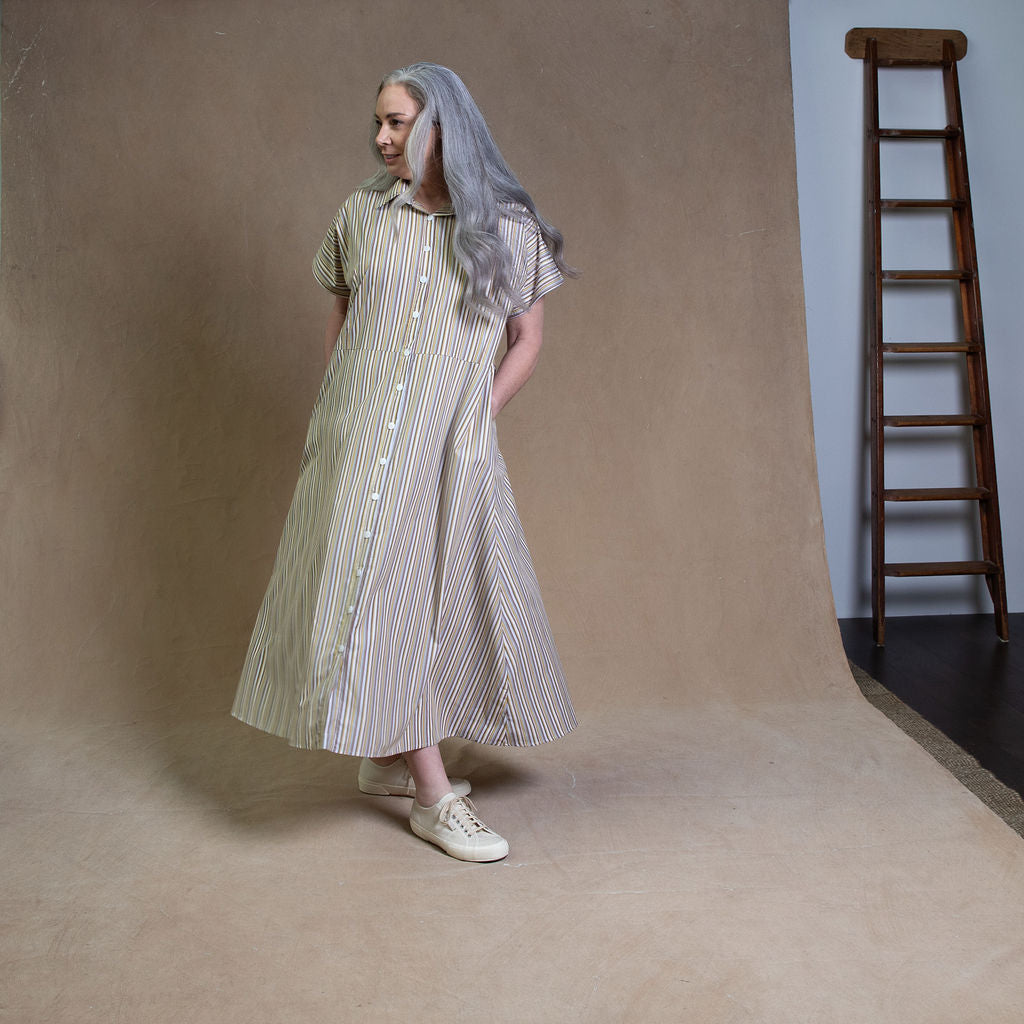 Rumi Sunshine Stripe Cotton Shirtdress