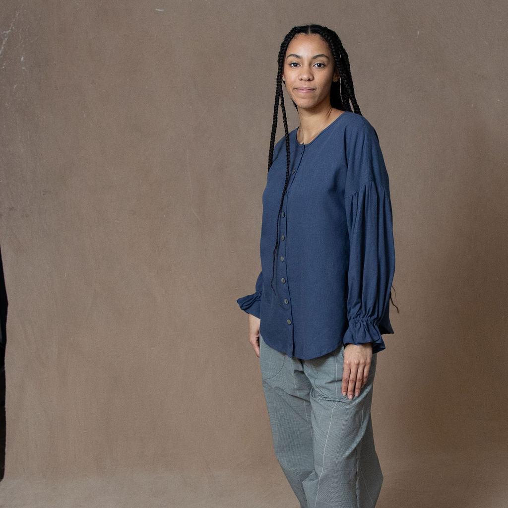 Celine Washed Navy Blouse