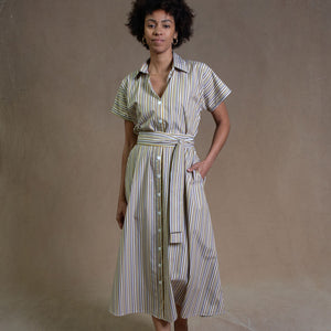 Rumi Sunshine Stripe Cotton Shirtdress