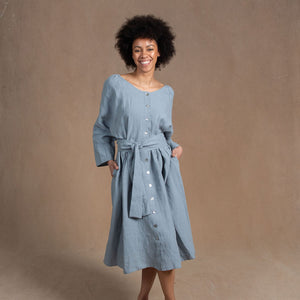 Dahlia Dove Grey Linen Coat Dress