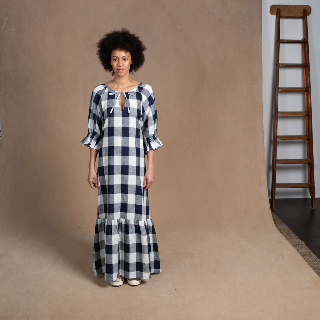 Odette Buffalo Gingham Cotton Maxi Dress
