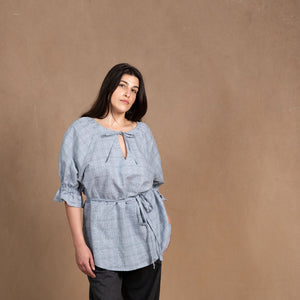 Odette Check Linen/Cotton Top