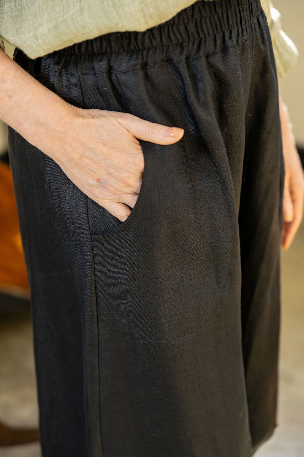 Tokyo Black Linen Pant - Longer Length