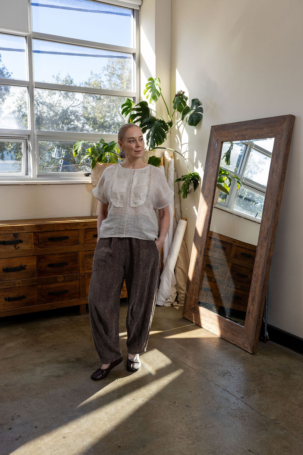 Tokyo Espresso Check Linen Pant