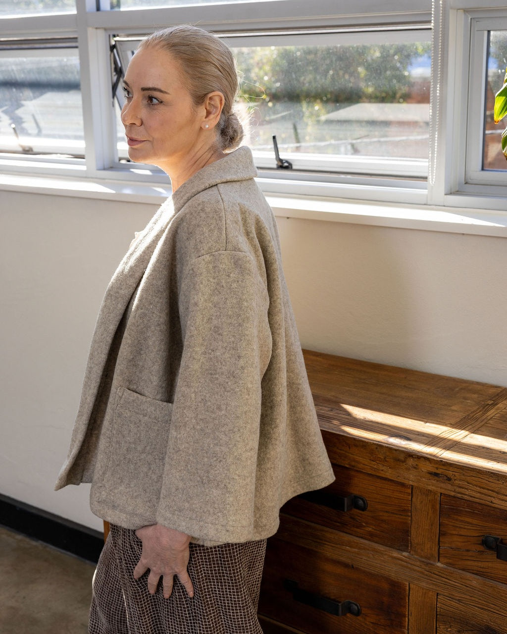 Chelsea Oatmeal Boiled Wool Jacket