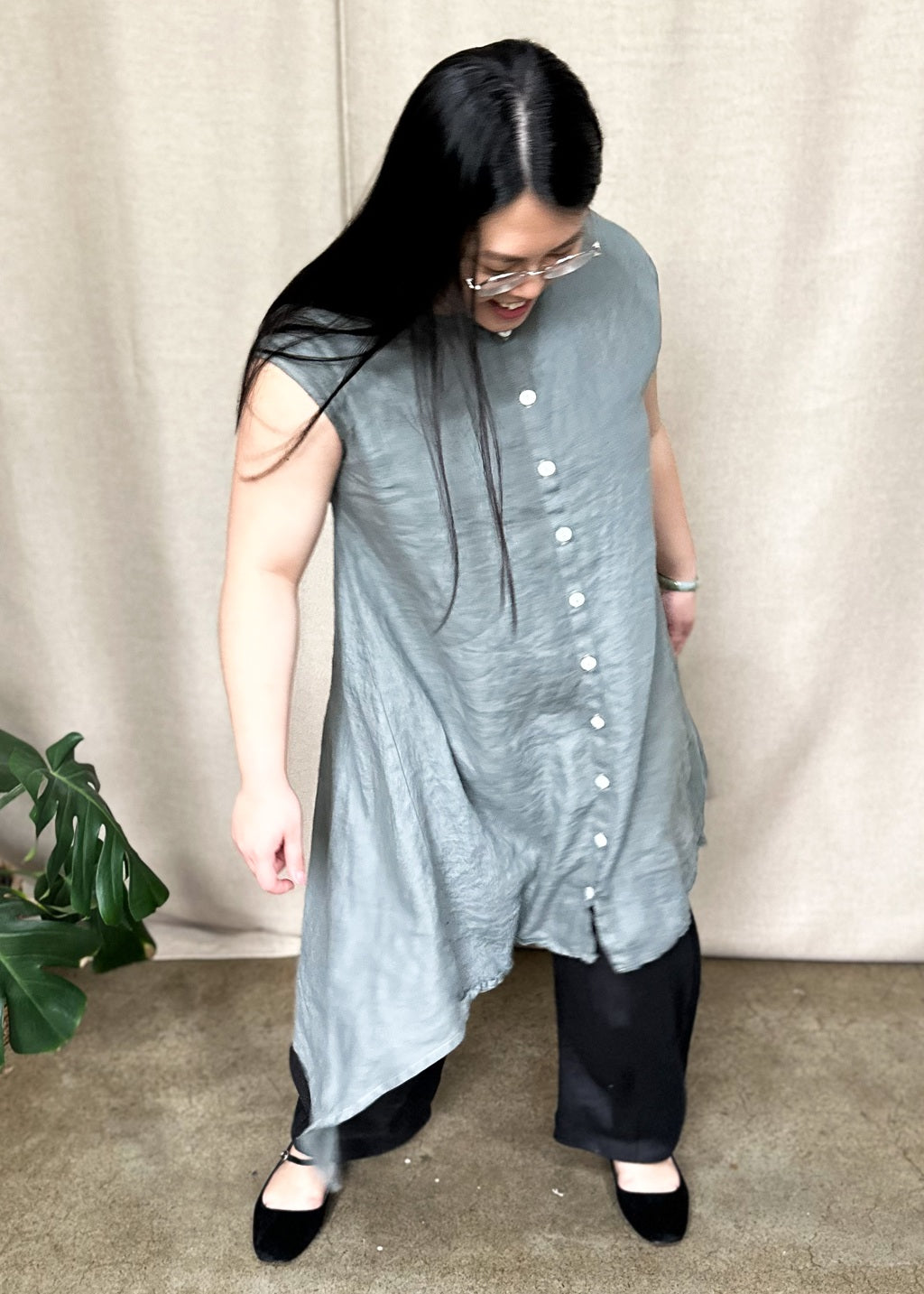 Tribeca Tunic Dress – Metal Linen | Eva Cassis Ethical Womenswear