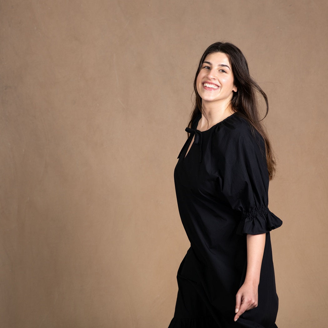 Odette Black Cotton Maxi Dress