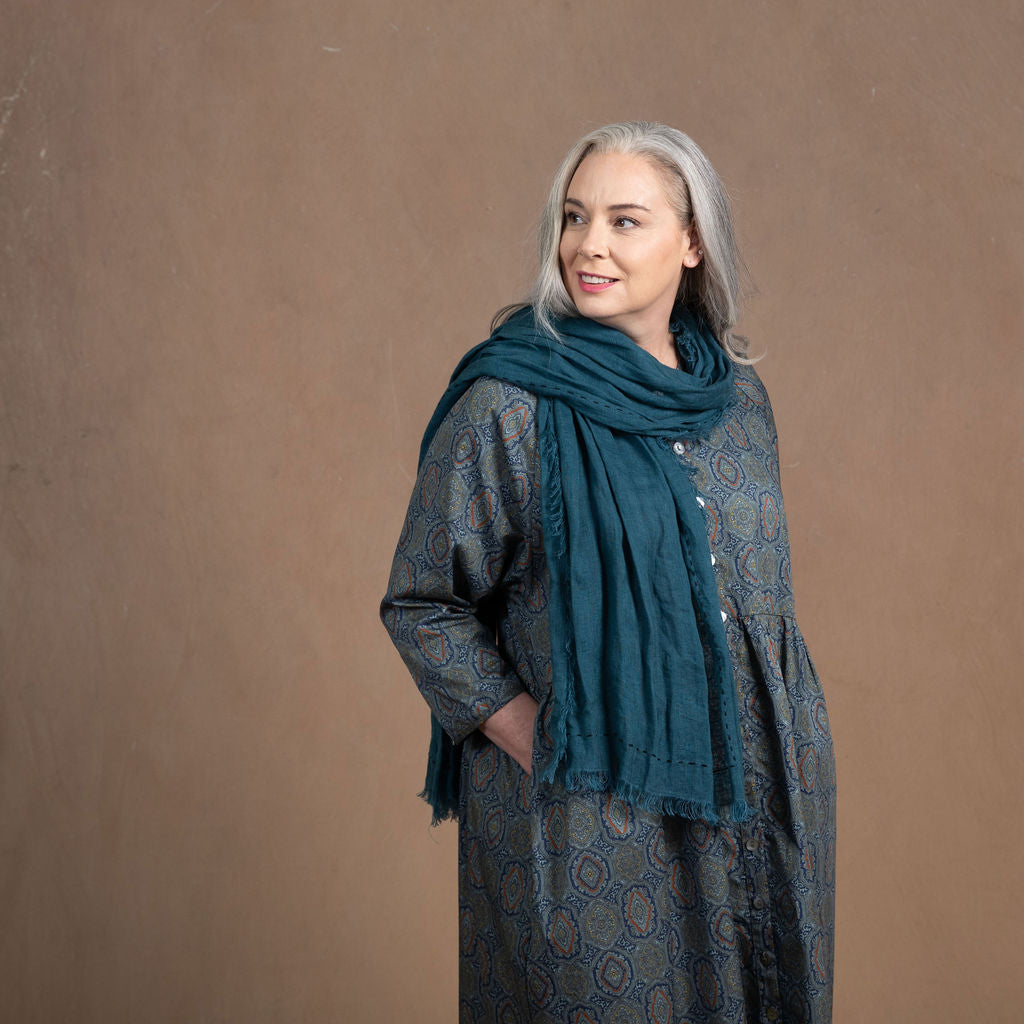 Dahlia Paisley Print Cotton Coat Dress