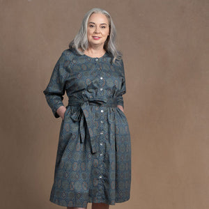 Dahlia Paisley Print Cotton Coat Dress