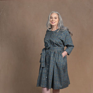 Dahlia Paisley Print Cotton Coat Dress