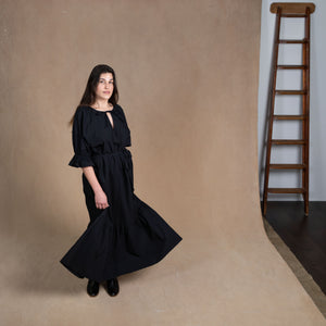 Odette Black Cotton Maxi Dress