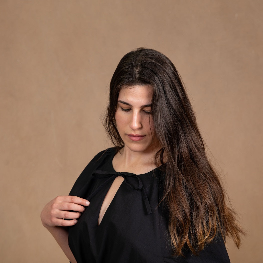 Odette Black Cotton Maxi Dress