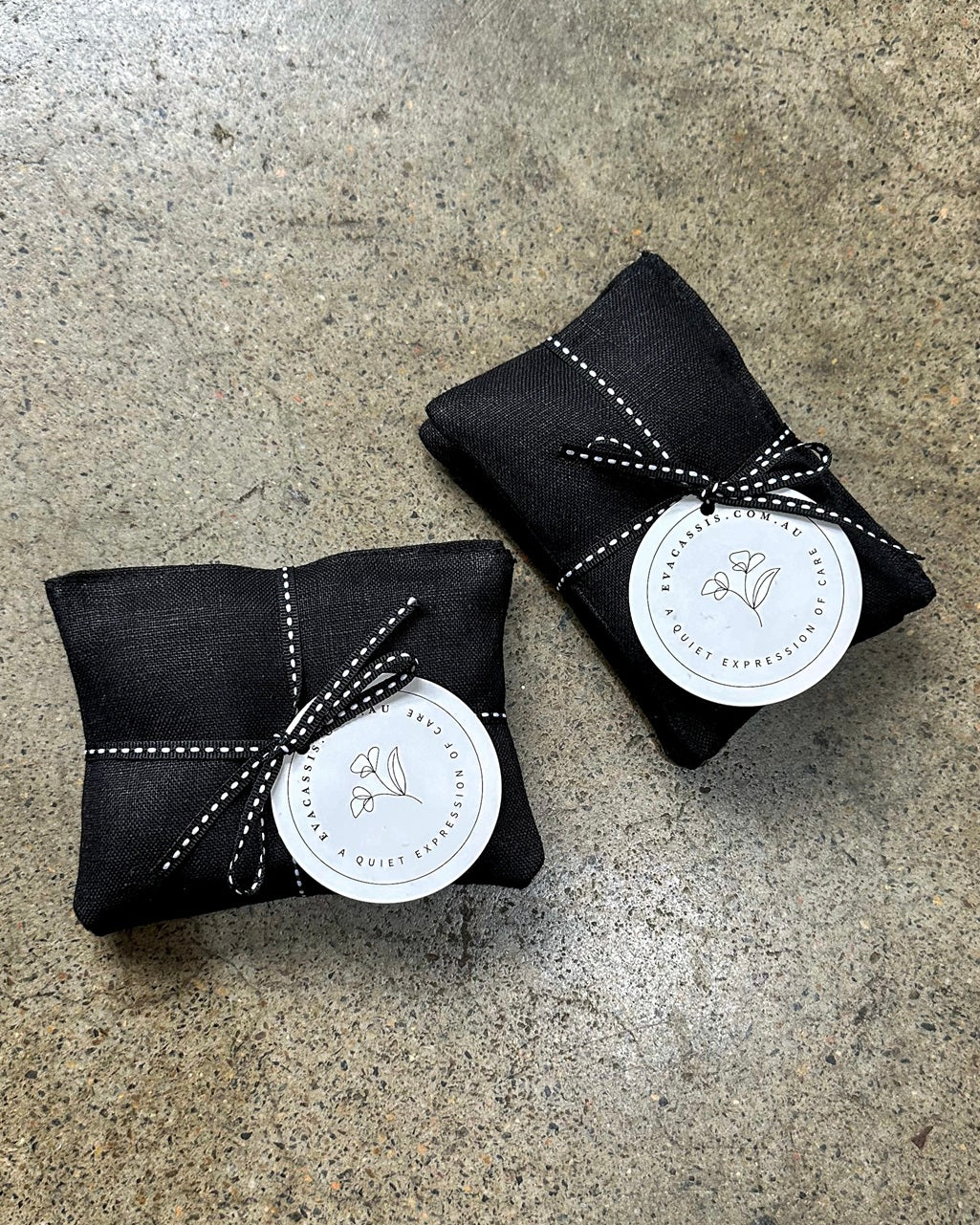 Medium Black Linen Lavender Sachets - 2 pack