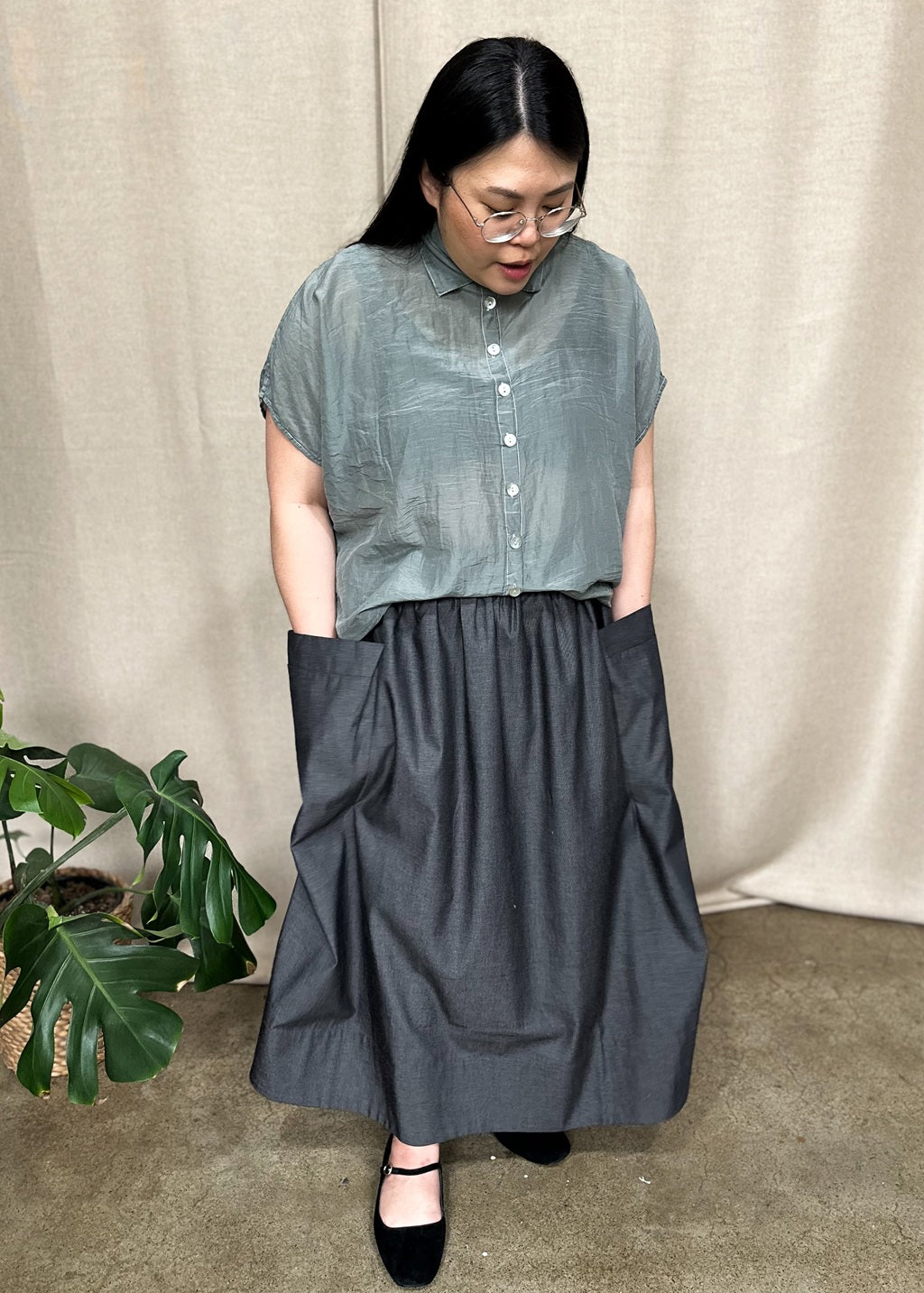 Montana Shirt in Mist Cotton/Silk