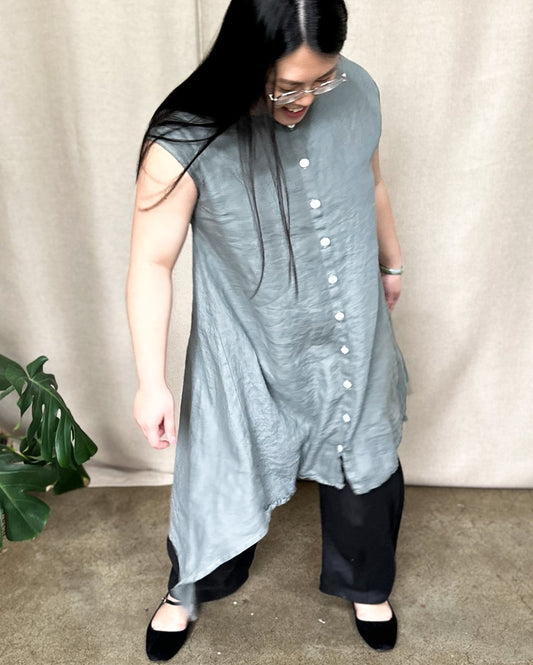 Tribeca Tunic Dress – Metal Linen | Eva Cassis Ethical Womenswear