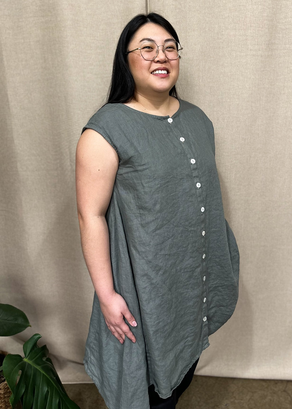 Tribeca Tunic Dress – Metal Linen | Eva Cassis Ethical Womenswear
