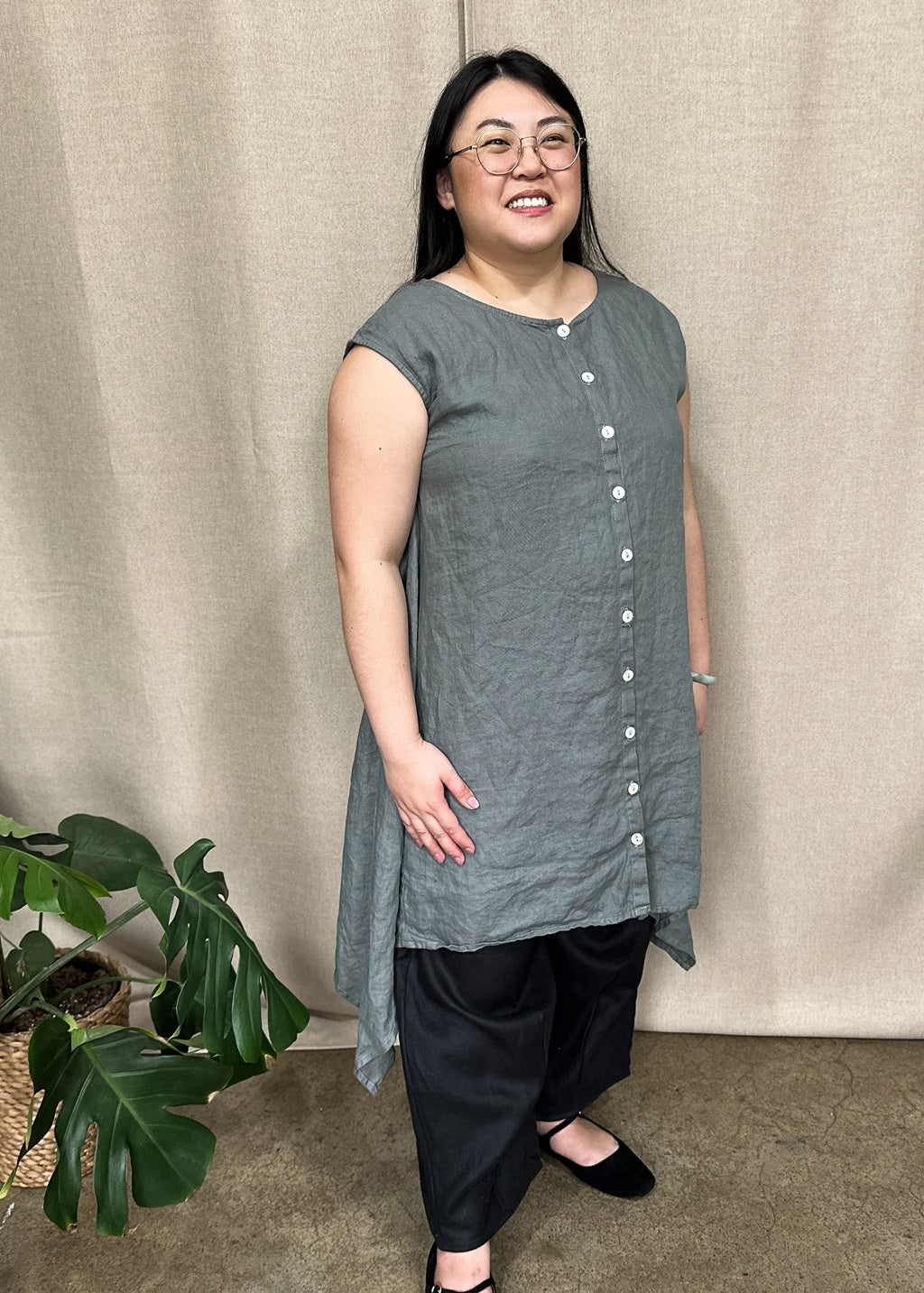 Tribeca Tunic Dress – Metal Linen | Eva Cassis Ethical Womenswear