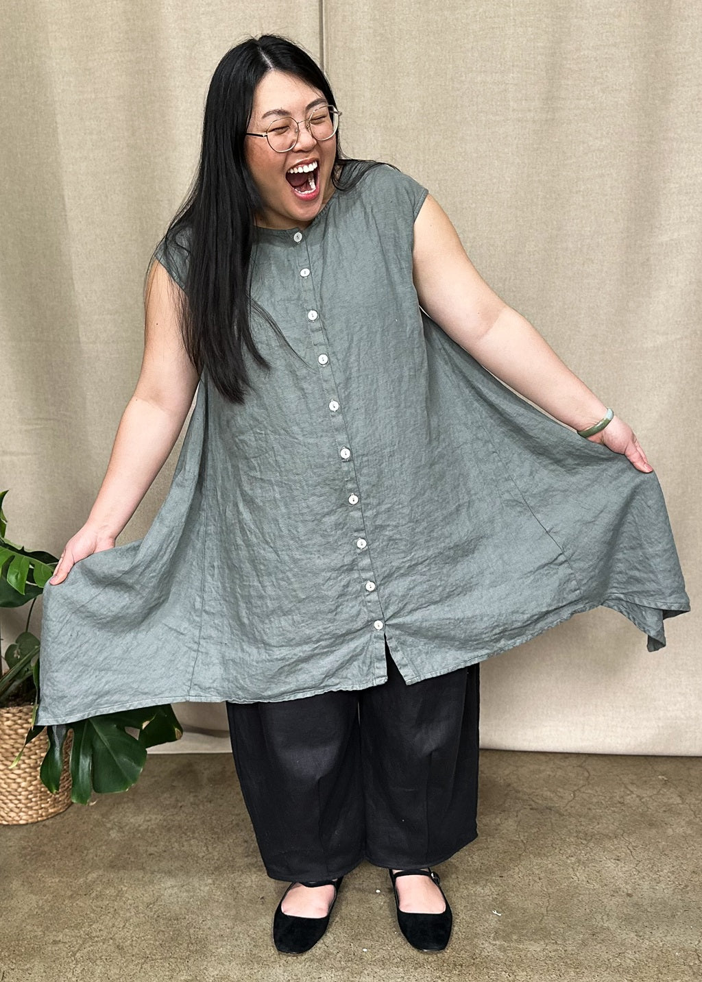Tribeca Tunic Dress – Metal Linen | Eva Cassis Ethical Womenswear