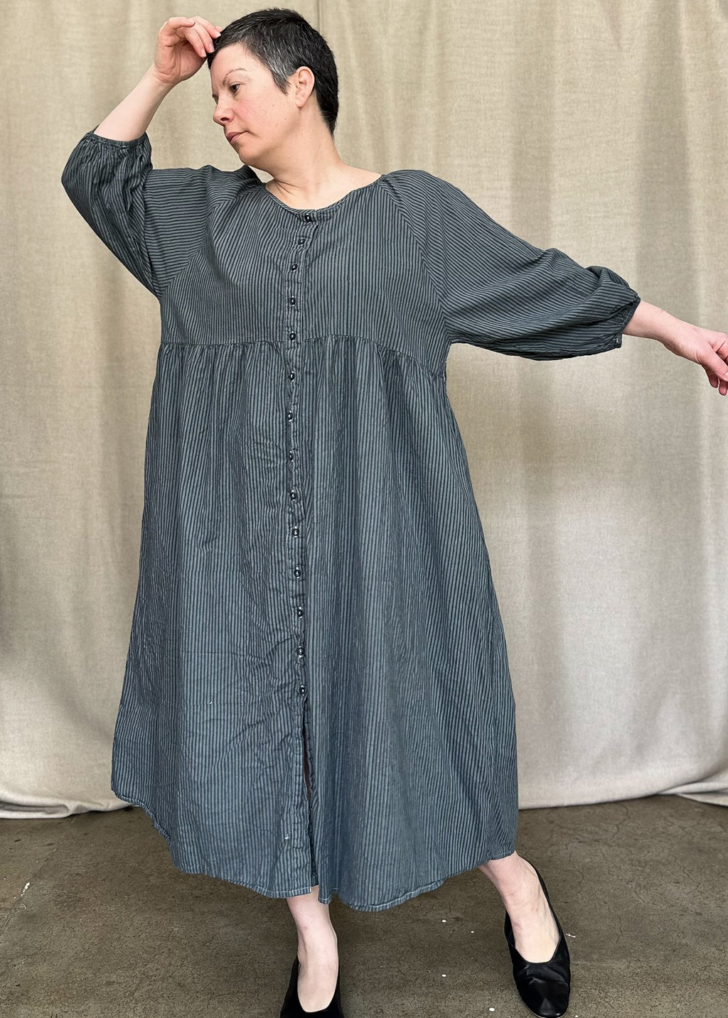 Layla Organic Cotton Dress – Grey Metal - Perfectly Imperfect