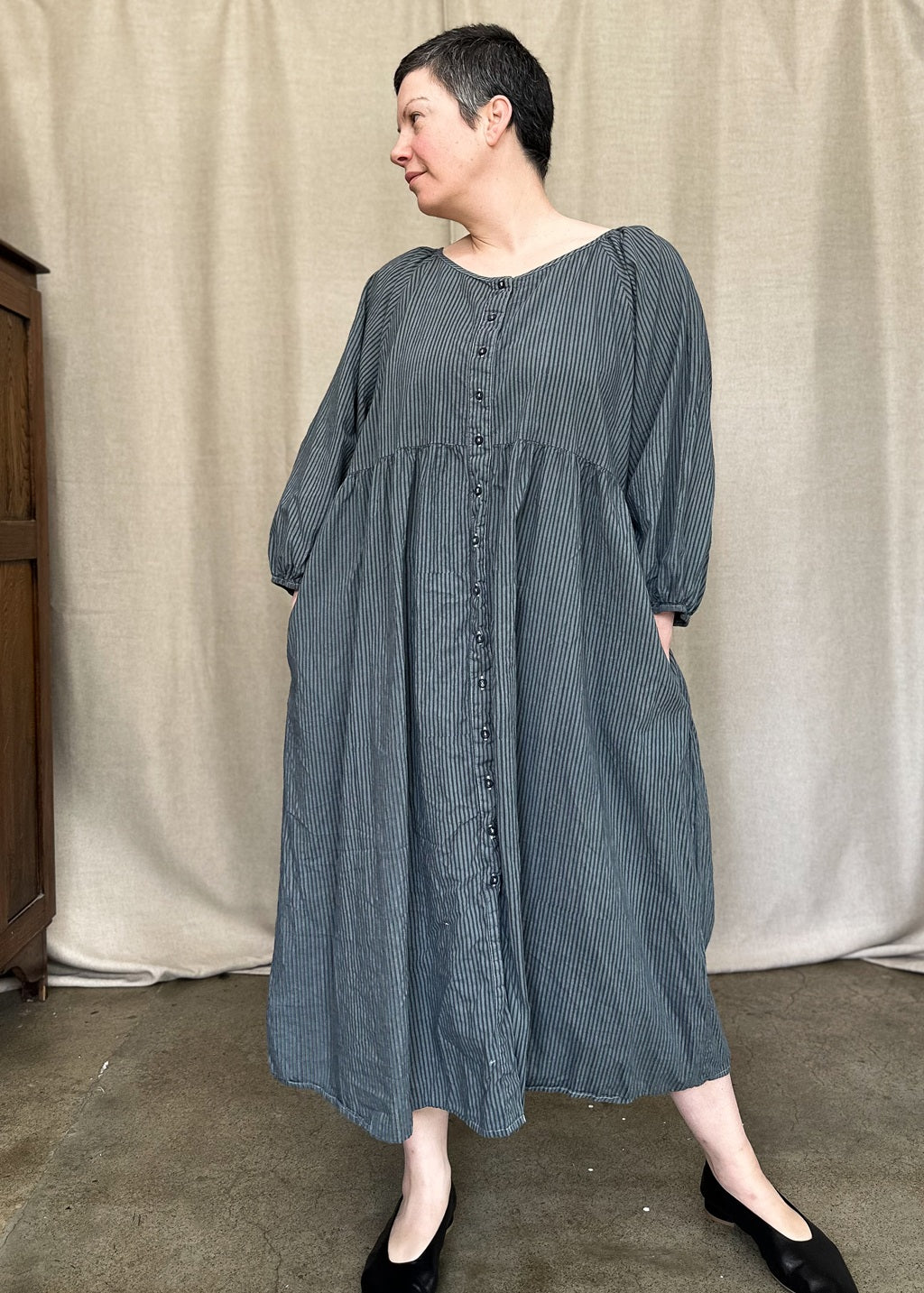 Layla Organic Cotton Dress – Grey Metal - Perfectly Imperfect