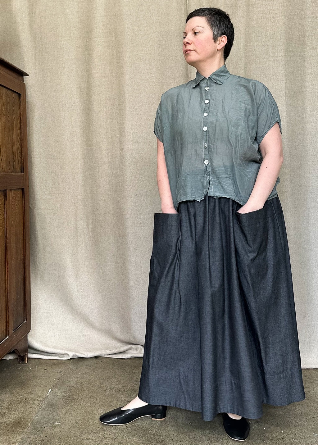 Montana Shirt in Mist Cotton/Silk