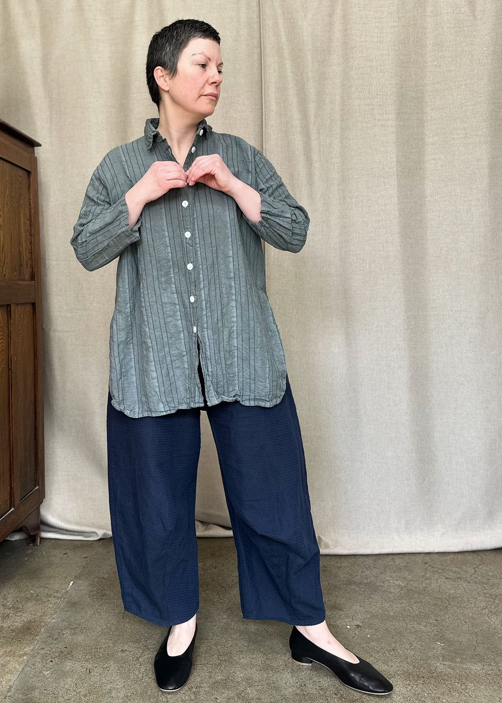 Monet Oversized Shirt – Metal Stripe