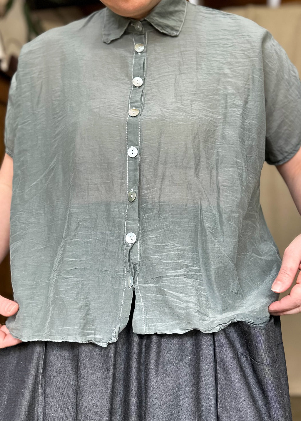 Montana Shirt in Mist Cotton/Silk
