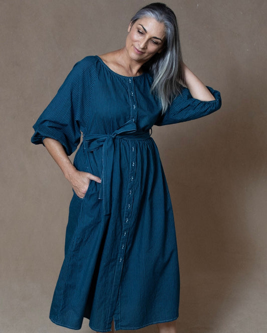Layla Dark Teal Organic Cotton Dress - L/XL