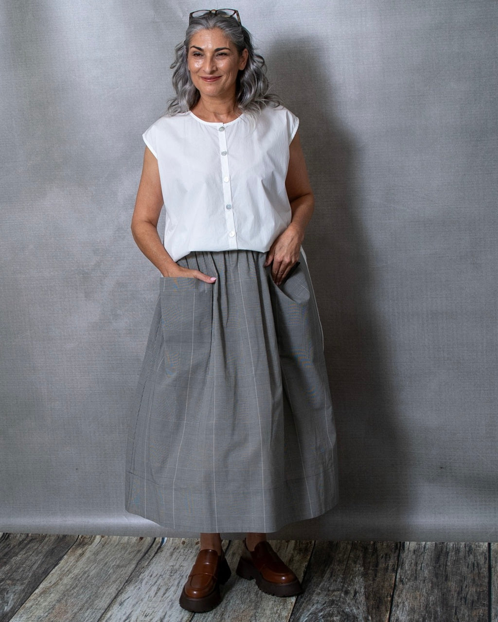 Dessa Skirt in Plaid Cotton