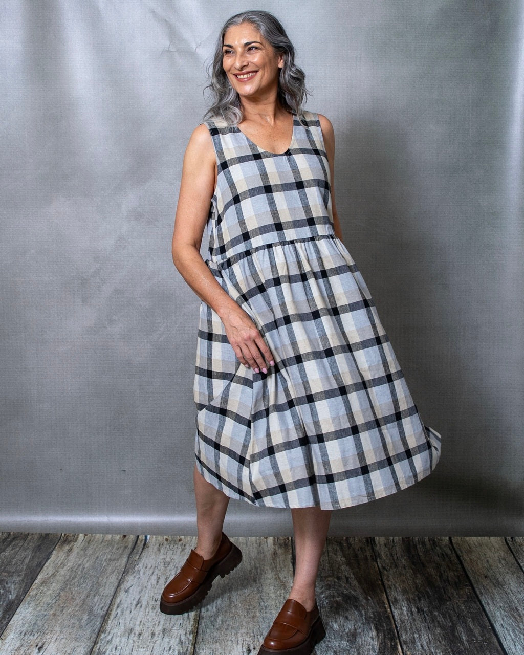 Elloise Check Linen Dress
