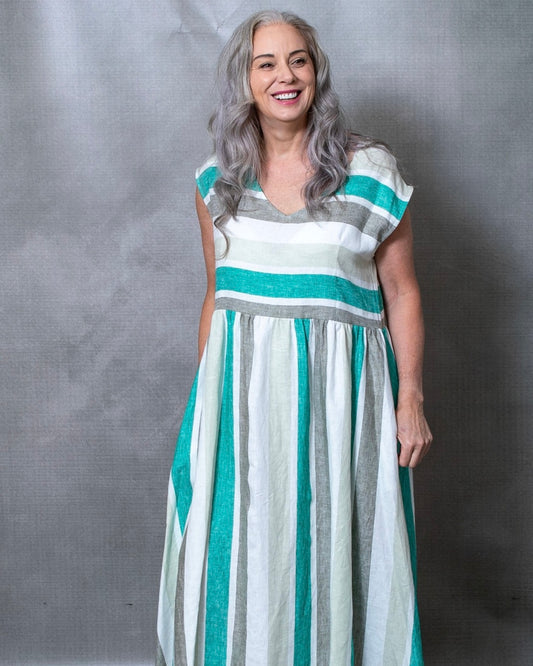Scarlett Apple Splice Linen Dress - L/XL