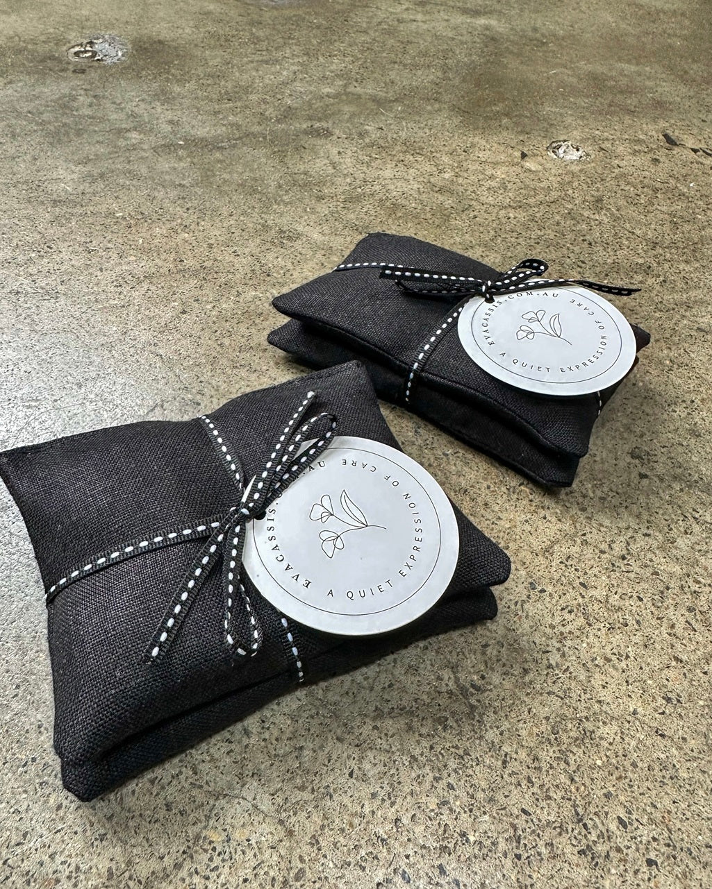 Medium Black Linen Lavender Sachets - 2 pack