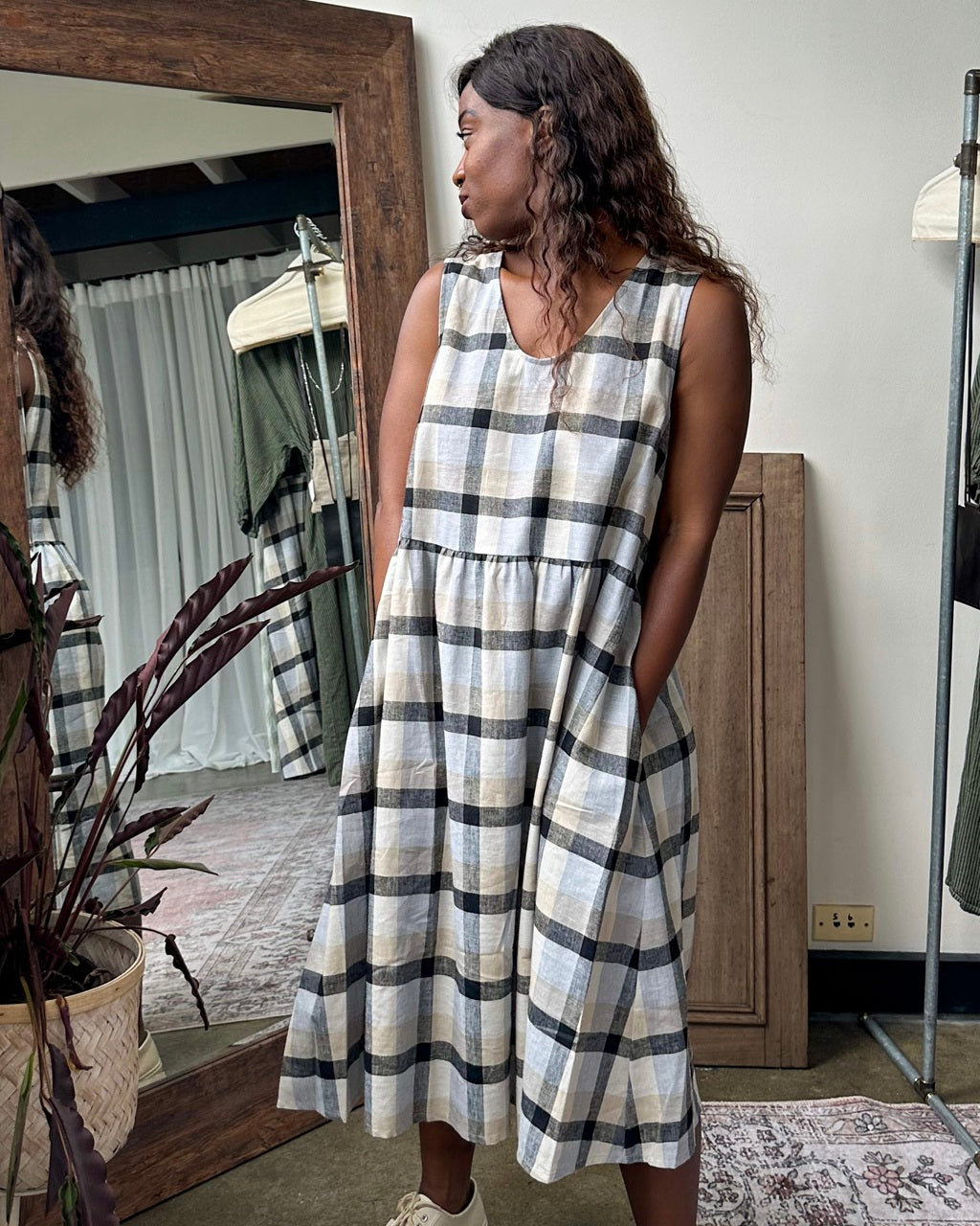 Elloise Check Linen Dress