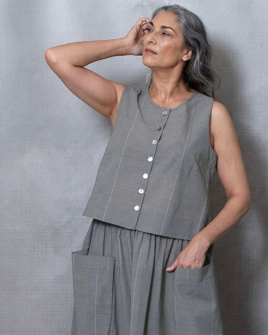 Ria Plaid Cotton Vest