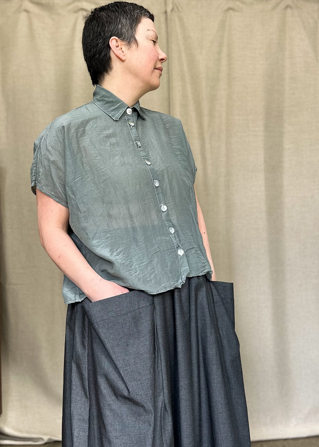 Montana Shirt in Mist Cotton/Silk