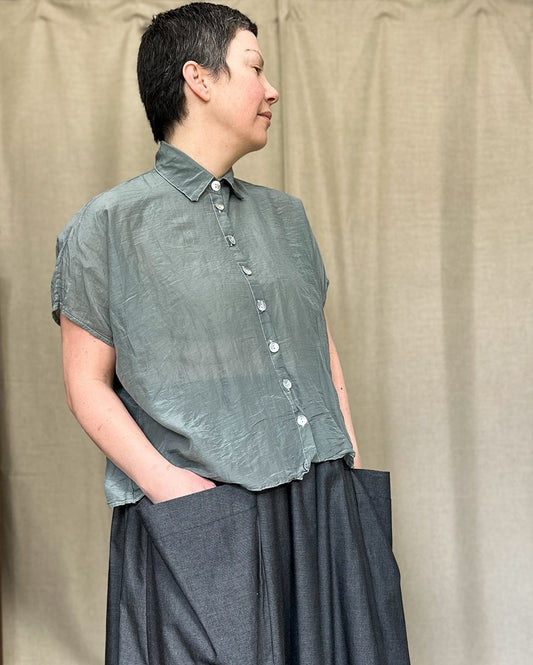 Montana Shirt in Mist Cotton/Silk