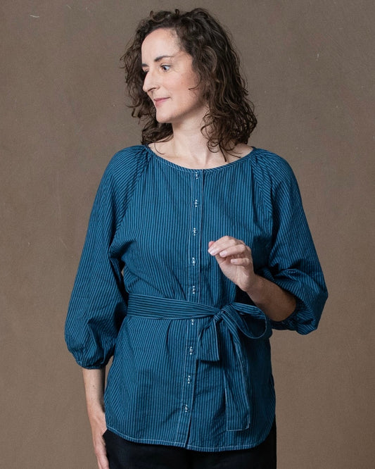 Lucie Dark Teal Organic Cotton Shirt -L/XL